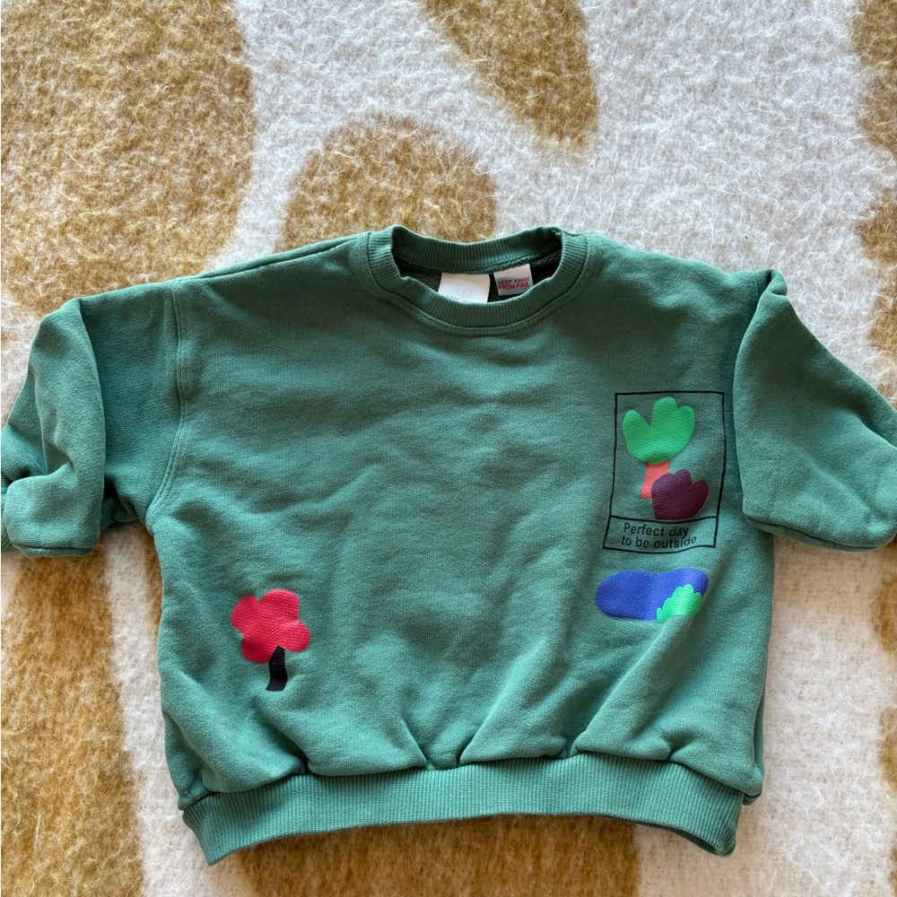 Zara kids Green Sweatshirt with playground and park Design